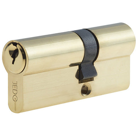 45x55mm 5 Pin Euro Profile Offset Double Cylinder, Keyed to Differ with 3 Keys - Polished Brass - Choice Handles