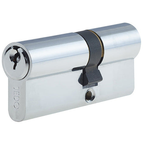 45x55mm 5 Pin Euro Profile Offset Double Cylinder, Keyed to Differ with 3 Keys - Polished Chrome - Choice Handles