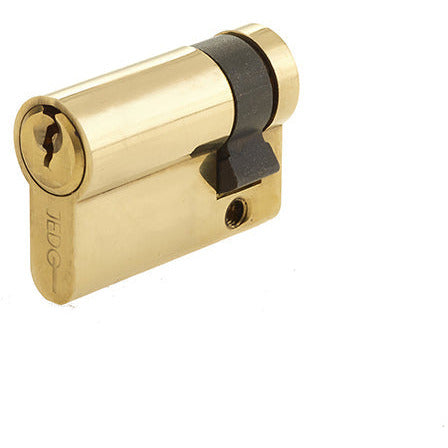 50mm 5 Pin Euro Profile Single Cylinder, Keyed to Differ with 3 Keys - Polished Brass - JL-50EPSPB - Choice Handles