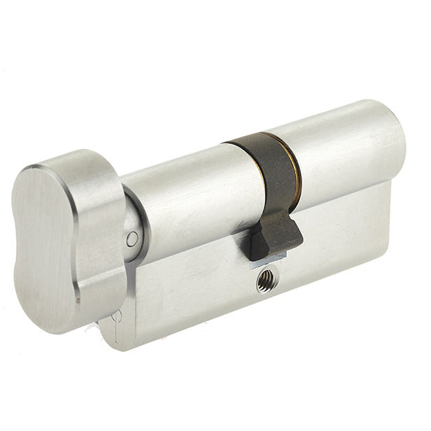 60mm 5 Pin Euro Profile Cylinder & Turn, Keyed to Differ with 3 Keys - Satin Chrome - JL-60EPCTSC - Choice Handles