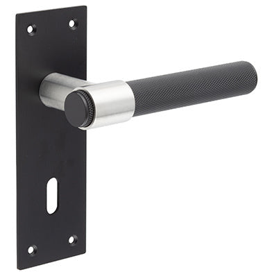 Frelan - Nero T-Bar Knurled Door Handle on Lock Backplate - Matt Black - JMB101 - Choice Handles