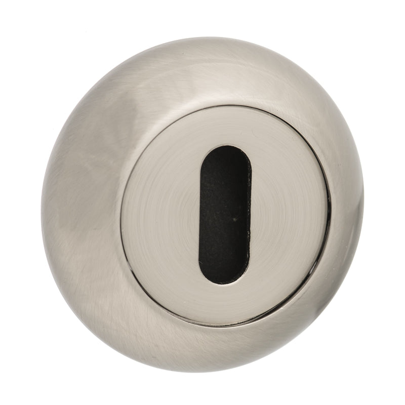 Atlantic Mediterranean Key Escutcheon on Round "C" Rose - Satin Nickel - MCESCKSN - Choice Handles