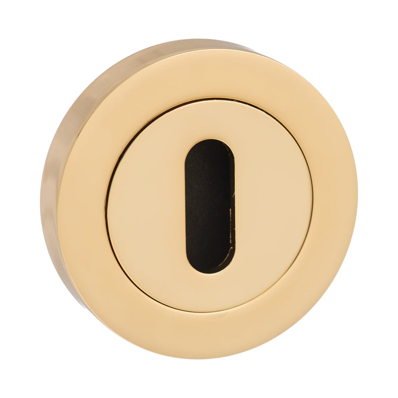 Atlantic Mediterranean Key Escutcheon on Round Rose - Polished Brass - MESCKBP - Choice Handles