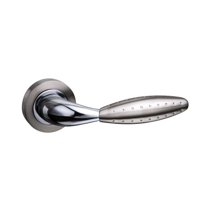 Atlantic - Mediterranean Oran Lever on Round Rose - Satin Nickel/Polished Chrome - M73SNCP - Choice Handles