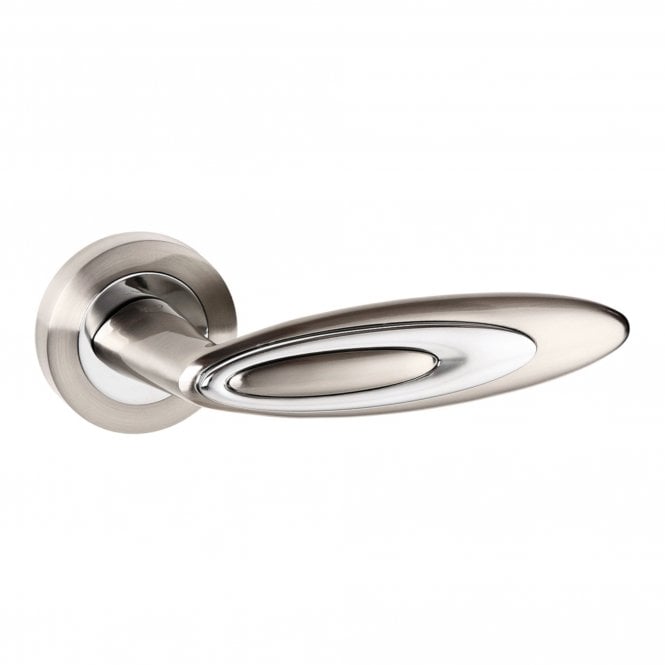 Atlantic - Senza Pari Elisse Designer Lever on Round Rose - Satin Nickel/Polished Chrome - SPM222SNCP - Choice Handles