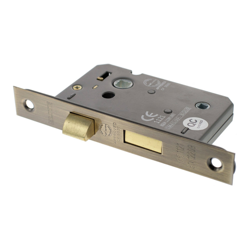 Atlantic Bathroom Lock [CE] 3"  76mm- Antique Brass - ALKBATH3AB - Choice Handles