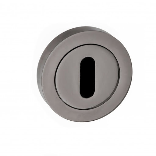 Atlantic STATUS Key Escutcheon on Round Rose - Black Nickel - S2ESCKRBN - Choice Handles