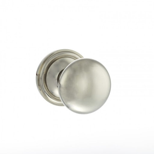 Atlantic Old English Harrogate Solid Brass Mushroom Mortice Knob on Concealed Fix Rose - Polished Nickel - OE58MMKPN - Choice Handles